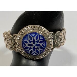 Carolyn Pollack Sterling Silver Lapis Mother of Pearl Mosaic Star Cuff Bracelet
